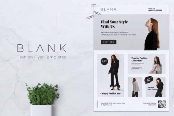 极简主义设计风格时尚品牌促销广告海报设计模板 BLANK Minimal Fashion Flyer