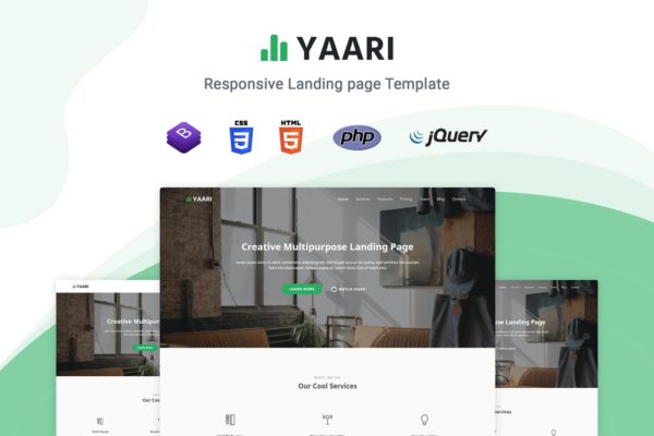 应用开发/业务代理等多用途着陆页HTML模板素材中国精选 Yaari &#8211; Responsive Landing page Template