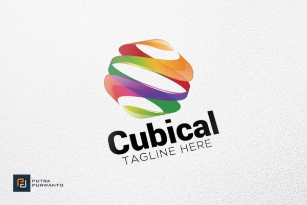 多彩丝带立方体图形Logo设计模板 Cubical &#8211; Logo Template