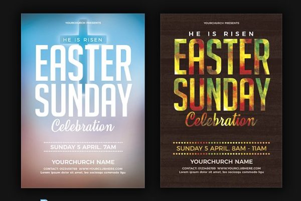 复活节派对活动宣传单设计模板 Easter Sunday Flyer Poster