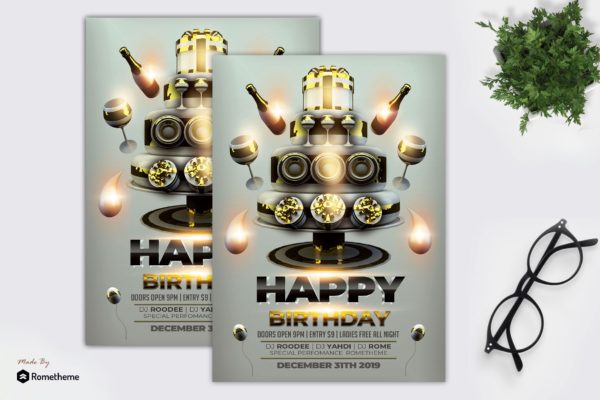 生日会活动派对海报传单设计模板 Happy Birthday Flyer Template MR