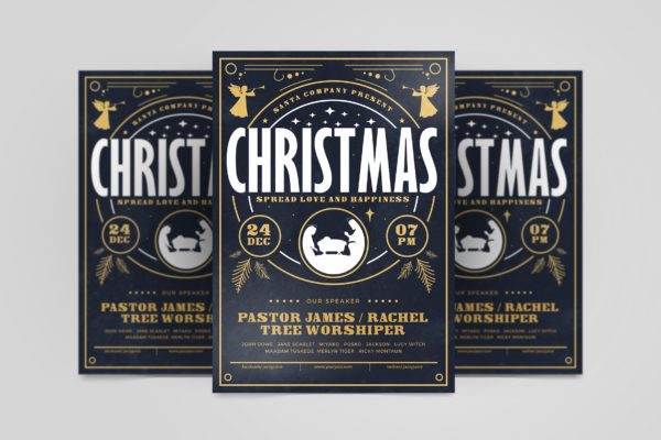 圣诞节庆祝晚宴聚会海报传单模板 Christmas Party Flyer