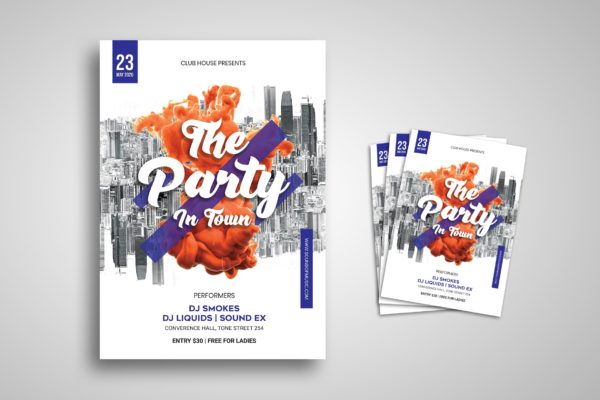 夏日城市DJ音乐节活动海报设计模板素材 Summer Party Festival Flyer