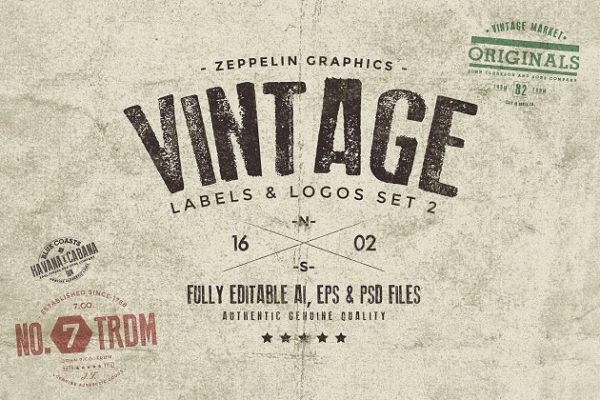 复古磨损徽章标签Logo模板 Vintage Badges &amp; Labels Set 2