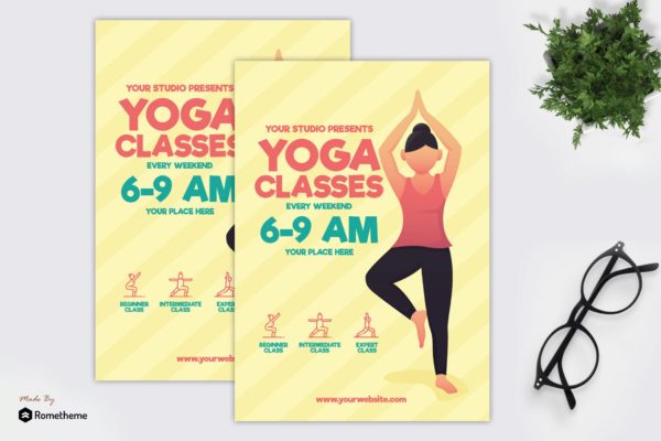 瑜伽培训课程推广宣传单设计模板 Yoga Classes &#8211; Flyer GR