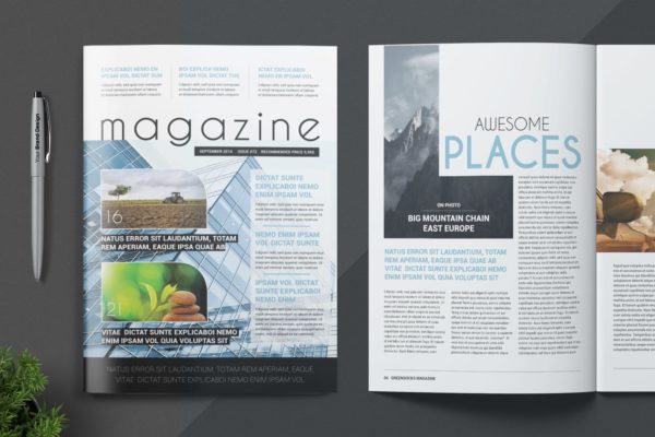 农业/自然/科学主题素材天下精选杂志排版设计模板 Magazine Template