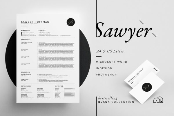 简约设计风个人电子简历模板 Sawyer &#8211; Resume/CV