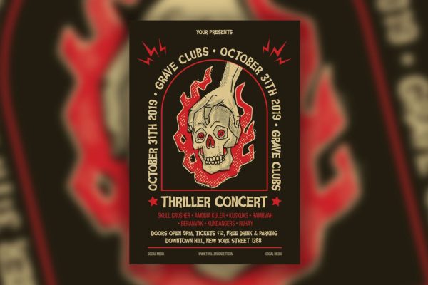 万圣节音乐会活动宣传海报设计模板 Halloween Concert