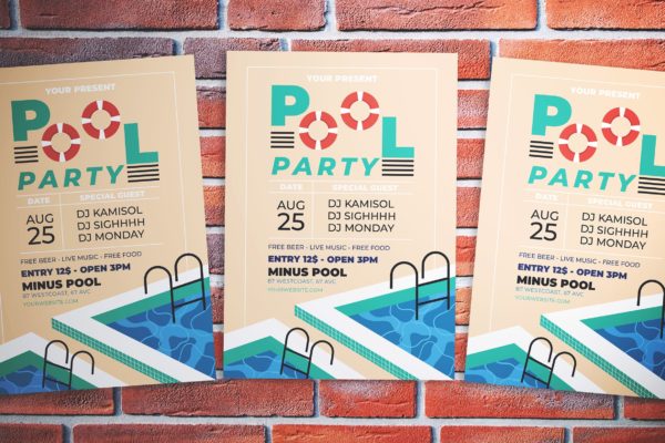 性感泳装活动派对海报传单设计模板 Pool Party Flyer