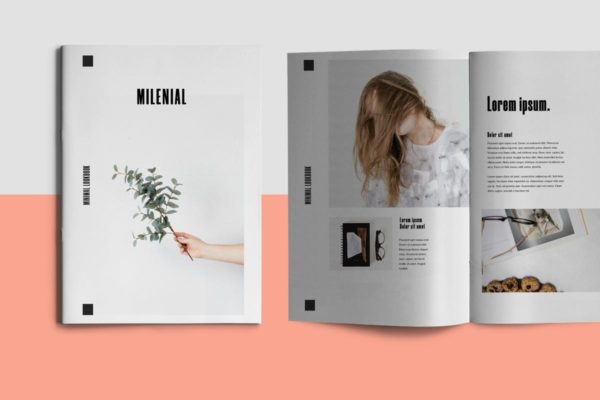 16页企业合作案例/产品目录画册设计模板 Millenial &#8211; Brochure Template
