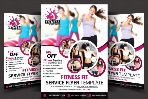 快乐健身俱乐部广告海报模板 Fitness Flyer