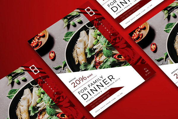 高端时尚多用途的高级餐厅海报传单DM菜单菜谱设计模板