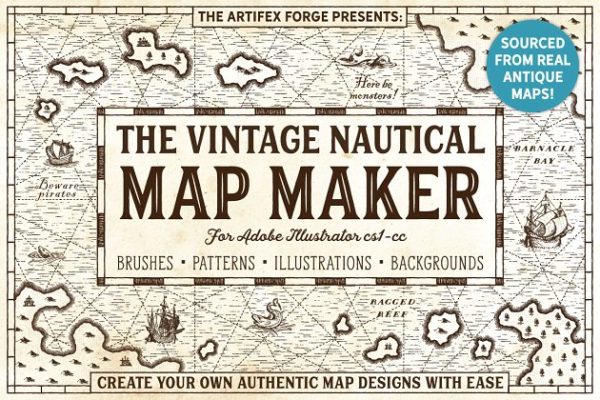 复古航海地图设计工具包 The Vintage Nautical Map Maker