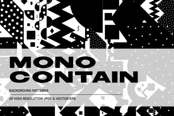 20款黑色抽象图形背景 Mono Contai