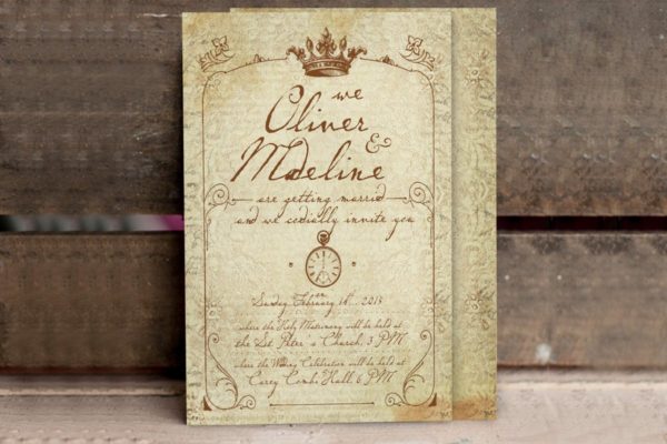 1900年经典复古巴黎婚礼邀请函设计套装 1900 Paris Wedding Invitation