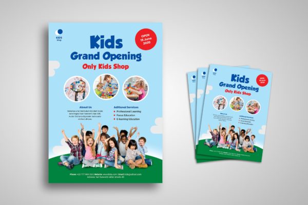 早教培训招生儿童乐园活动海报设计模板 Kids Flyer