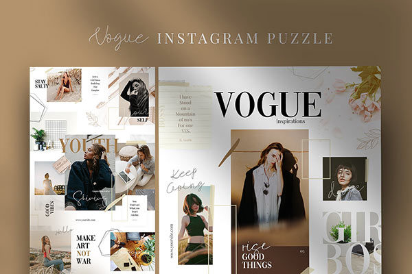 时尚高端的Instagram社交媒体拼图模板普贤居精选 Vogue &#8211; instagram puzzle [psd]