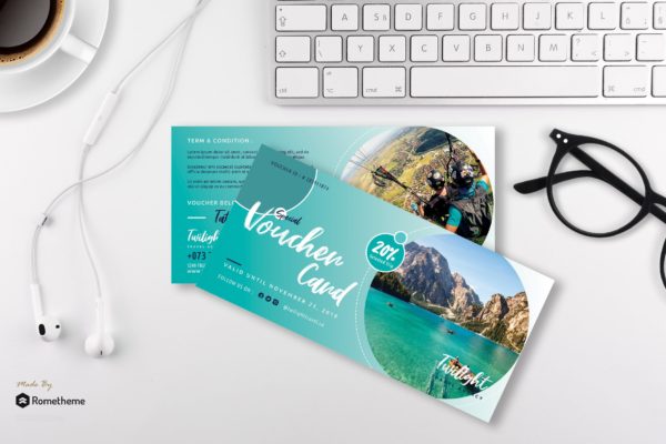 旅行社旅游主题优惠券礼品卡设计模