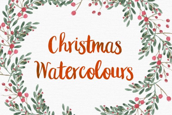 圣诞节水彩设计和剪贴画合集 Christmas Watercolor Designs and clipart