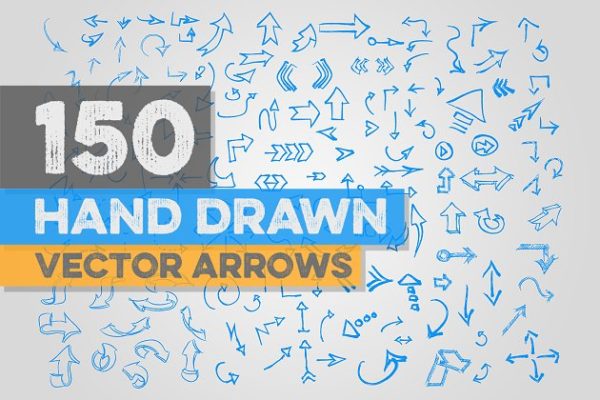 150款手绘箭头图形素材 150 Hand Drawn Vector Arrows