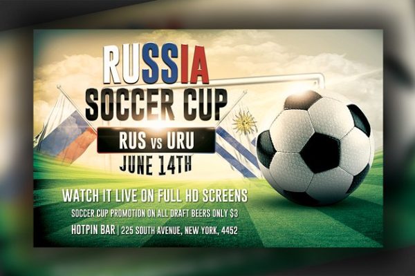 足球世界杯比赛宣传传单模板 Soccer World Cup Flyer Template
