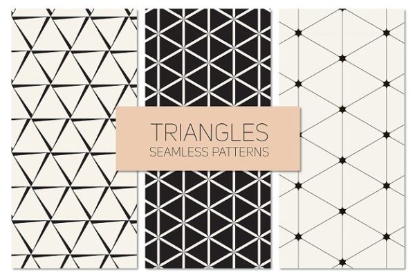 三角形图形无缝图案纹理 Triangles. Seamless Patterns Set 10
