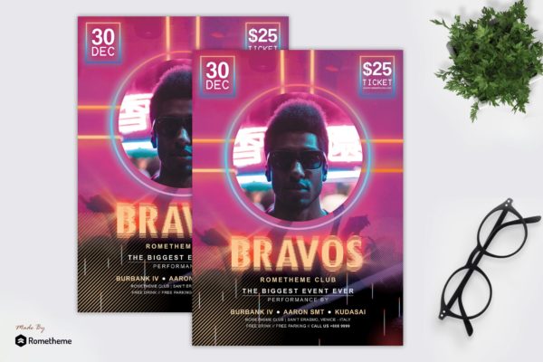音乐派对主题活动海报传单设计模板 Bravos &#8211; Music and Party Flyer HR