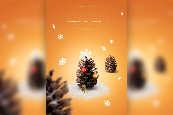 圣诞松果圣诞节活动海报设计模板[PSD]