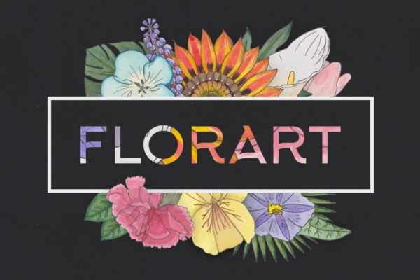 水彩艺术花卉矢量插画合集 FlorArt