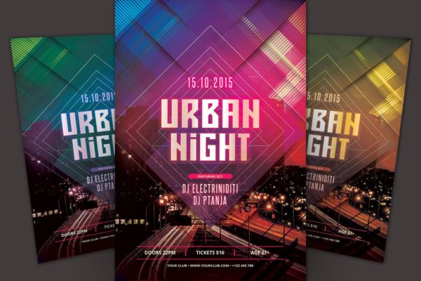 演唱会音乐节活动传单模板 Urban Night Flyer Template
