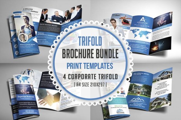 经典商务促销三折页宣传册模板 Trifold Bundle