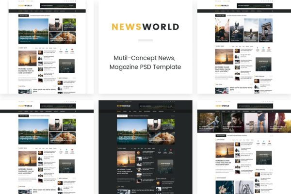 新闻资讯杂志类网站设计HTML模板16图库精选 Newsworld | Mutil-Concept Magazine HTML5 Template