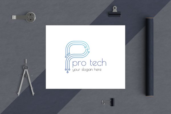 字母P创意图形企业Logo设计16设计网精选模板 Letter Based Business Logo Template