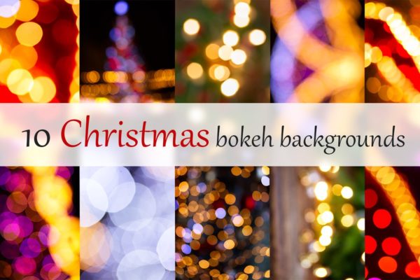 10款圣诞节主题风格散景背景素材 Set of christmas bokeh backgrounds