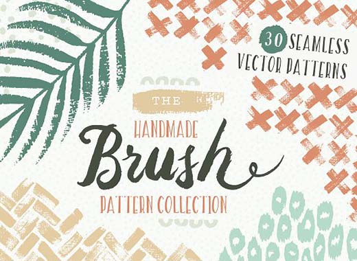 30款植物、纹理手绘矢量图案下载 Handmade Brush Pattern Collection [ai,esp,jpg,png]