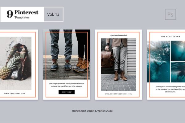 Pinterest社交电商推广设计素材模板16图库精选v13 Pinterest Templates Vol. 13