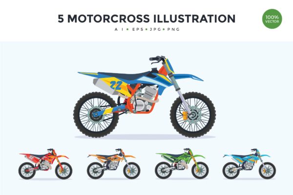 5个极限运动摩托车矢量图形插画素
