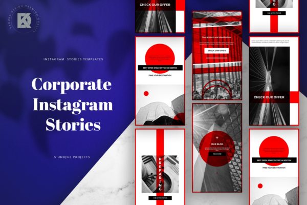 企业品牌故事Instagram横幅广告设计 Corporate Instagram Banners Stories