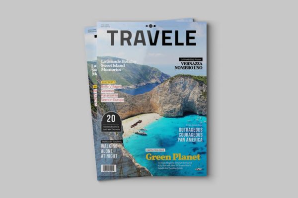 旅行风景主题杂志排版模板 Traveling Magazine