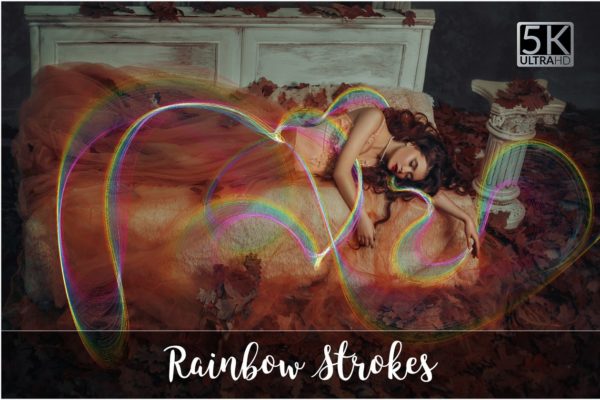 5K分辨率彩虹笔画叠层背景 5K Rainbow Strokes Overlays