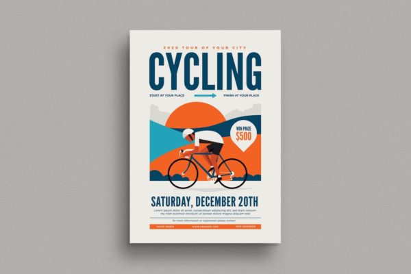 单车赛事活动海报设计模板 Cycling Event Flyer