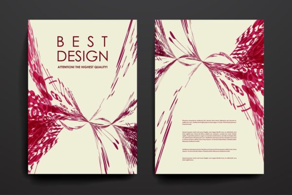 红色抽象图形小册子模板 Set of Beautiful Brochures