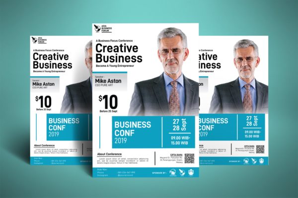 领导力会议/创意商业研讨会海报设计模板 Creative Business Coaching Poster