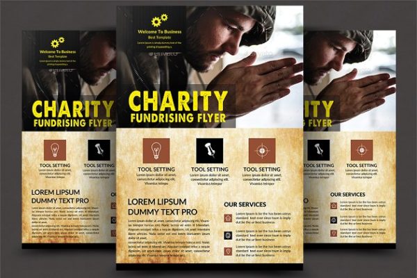 慈善募捐活动宣传单制作模板 Charity Fundraisers Flyer