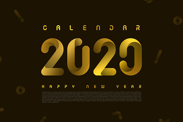 扭曲效果2020金色字体海报传单设计素材[PSD]