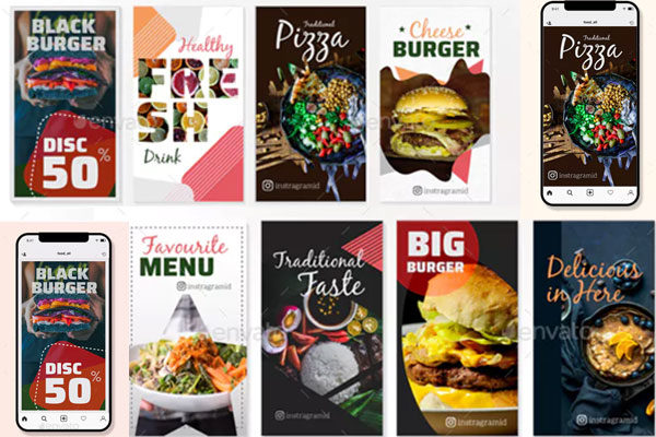 Instagram食品和饮料主题故事照片墙模板16设计网精选
