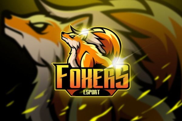 狐狸电子竞技吉祥物队徽Logo标志设计模板 Foxer &#8211; Mascot &amp; Logo Esport