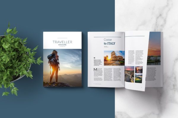 旅行者旅游主题杂志版式设计模板 Indesign Magazine Template