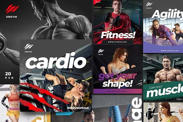 时尚健身&amp;健身器材的instagram社交媒体模板16设计网精选 Fitness &amp; Gym instagram pack 2.0 [psd]