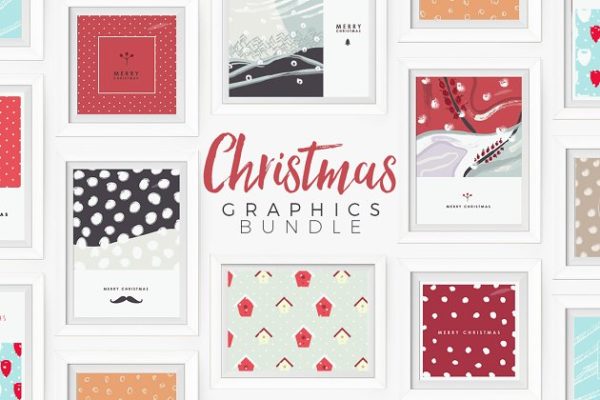 圣诞节主题设计项目素材库 Christmas Graphics Bundle